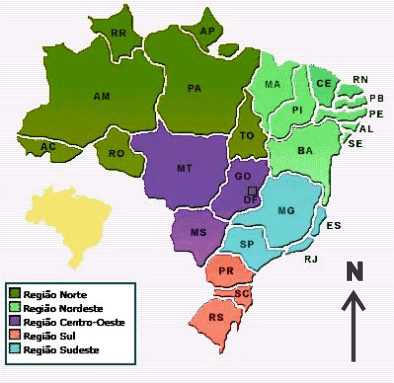 mapa do Brasil por região